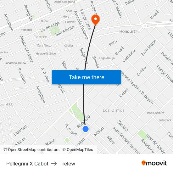 Pellegrini X Cabot to Trelew map