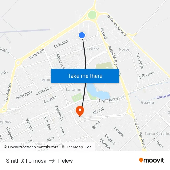 Smith X Formosa to Trelew map