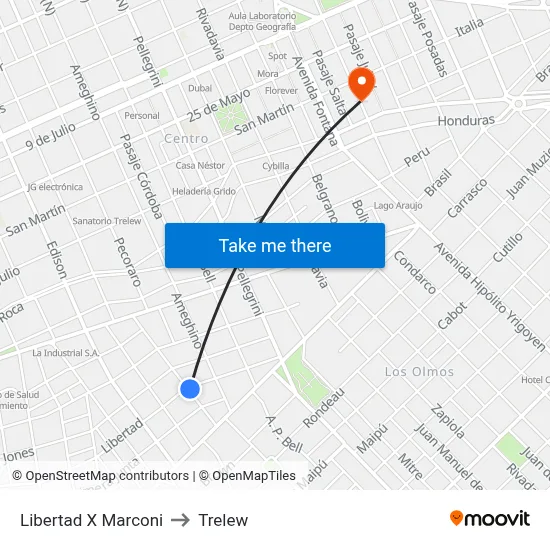 Libertad X Marconi to Trelew map