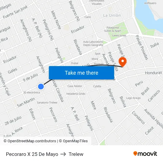 Pecoraro X 25 De Mayo to Trelew map