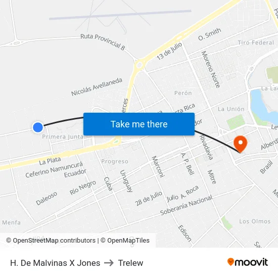 H. De Malvinas X Jones to Trelew map