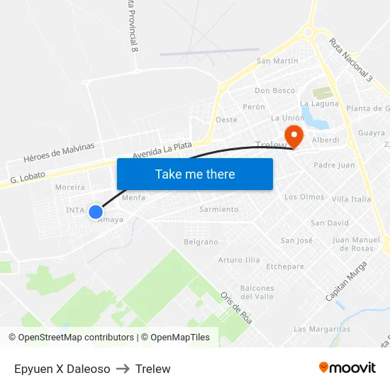 Epyuen X Daleoso to Trelew map