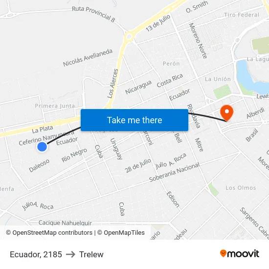 Ecuador, 2185 to Trelew map