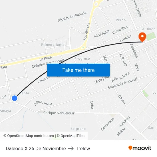 Daleoso X 26 De Noviembre to Trelew map