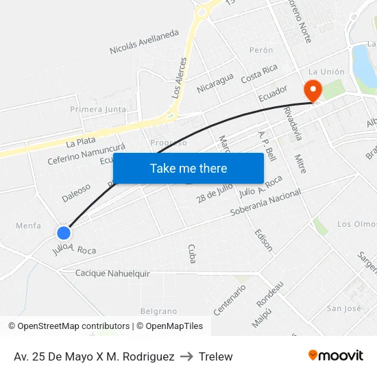Av. 25 De Mayo X M. Rodriguez to Trelew map