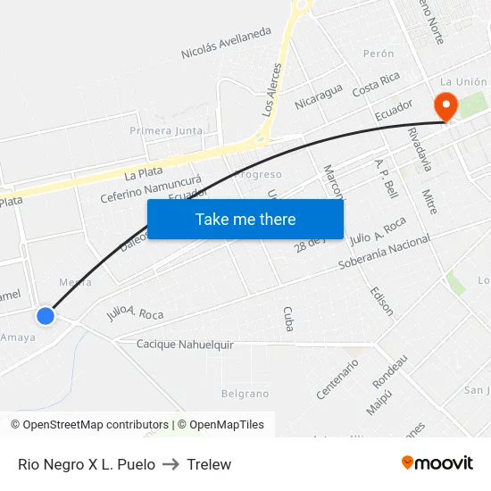 Rio Negro X L. Puelo to Trelew map