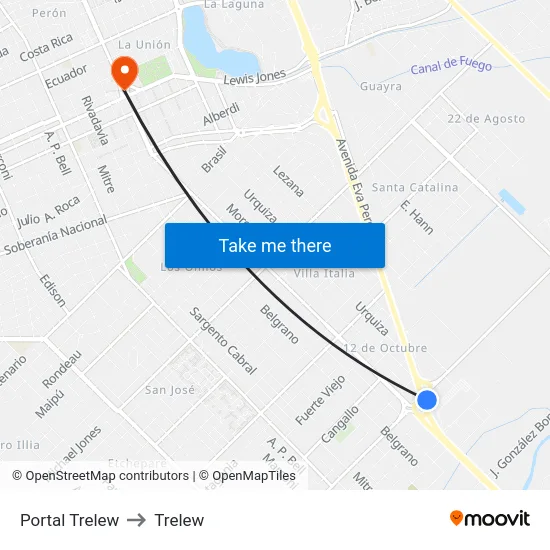 Portal Trelew to Trelew map
