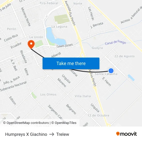 Humpreys X Giachino to Trelew map