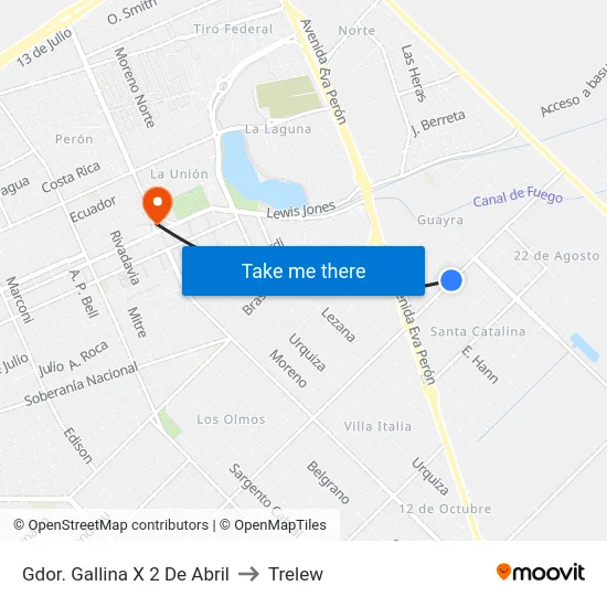 Gdor. Gallina X 2 De Abril to Trelew map