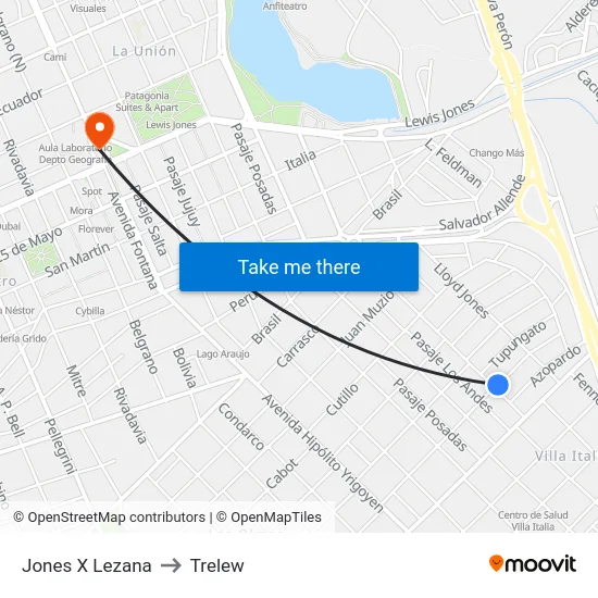 Jones X Lezana to Trelew map