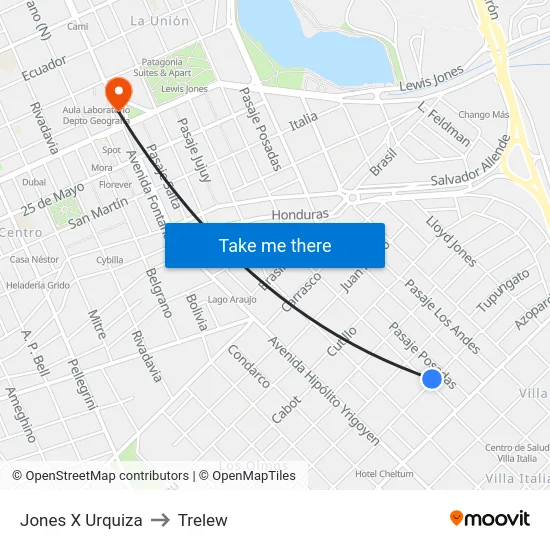 Jones X Urquiza to Trelew map