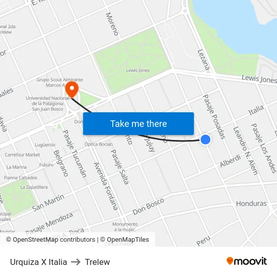 Urquiza X Italia to Trelew map