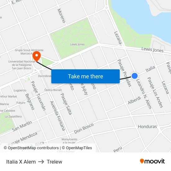 Italia X Alem to Trelew map