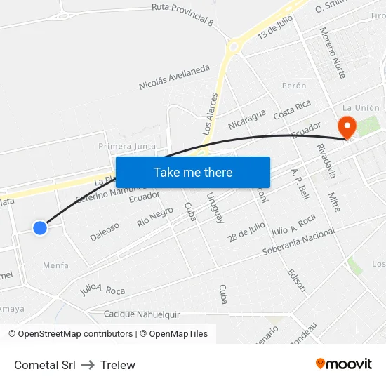 Cometal Srl to Trelew map