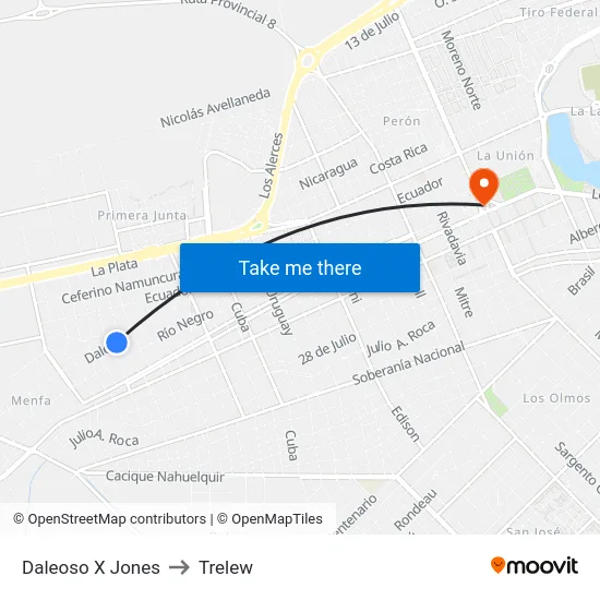 Daleoso X Jones to Trelew map
