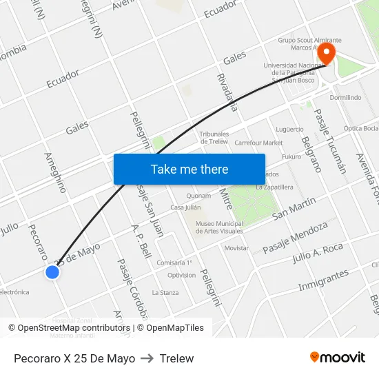 Pecoraro X 25 De Mayo to Trelew map