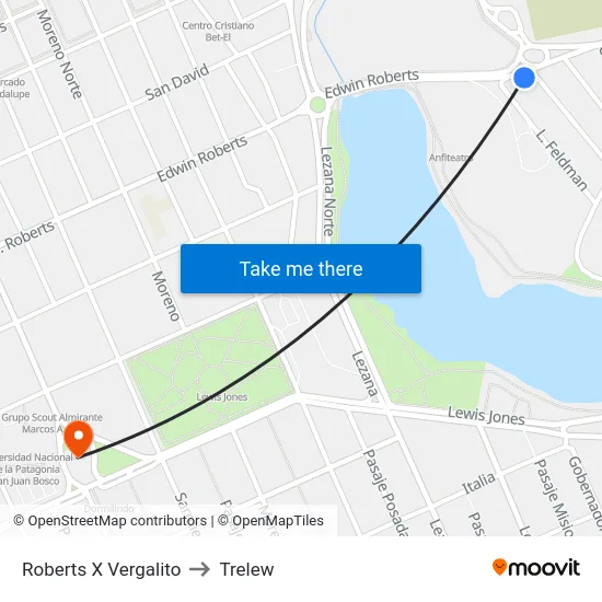 Roberts X Vergalito to Trelew map