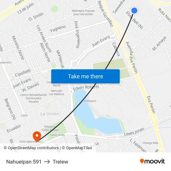 Nahuelpan 591 to Trelew map