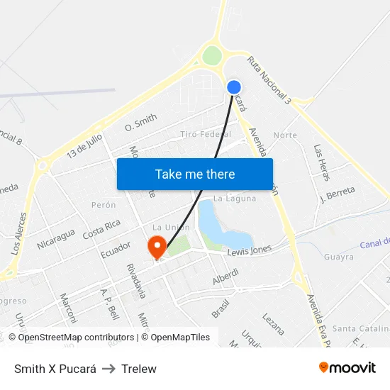 Smith X Pucará to Trelew map