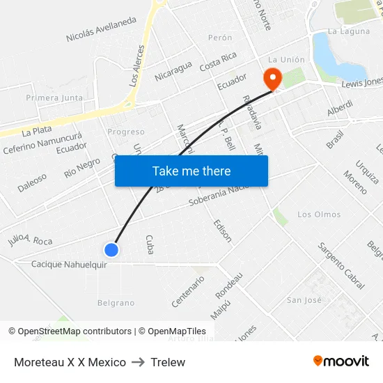 Moreteau X  X Mexico to Trelew map