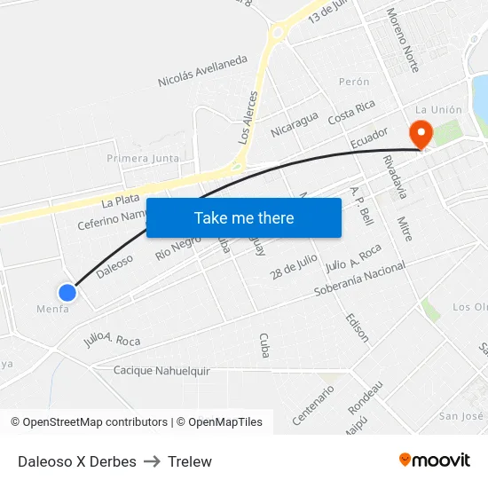 Daleoso X Derbes to Trelew map