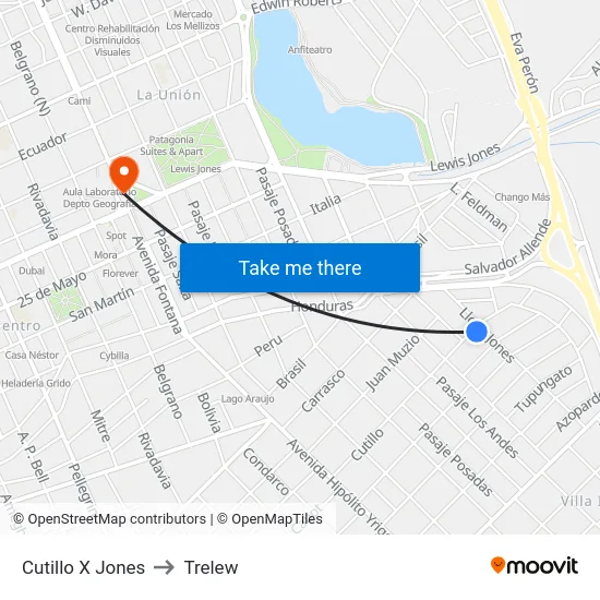 Cutillo X Jones to Trelew map