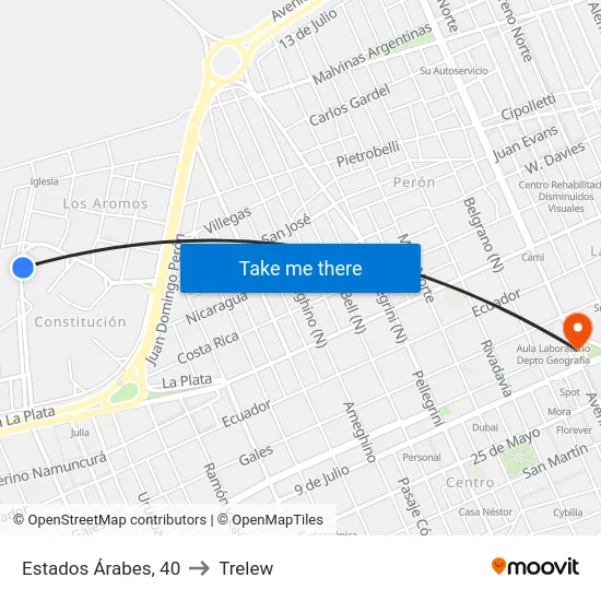 Estados Árabes, 40 to Trelew map