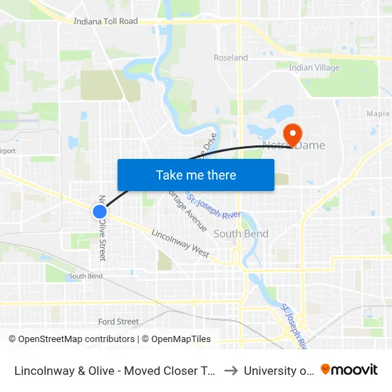Lincolnway & Olive - Moved Closer To Fremont When Shelter Was Added to University of Notre Dame map