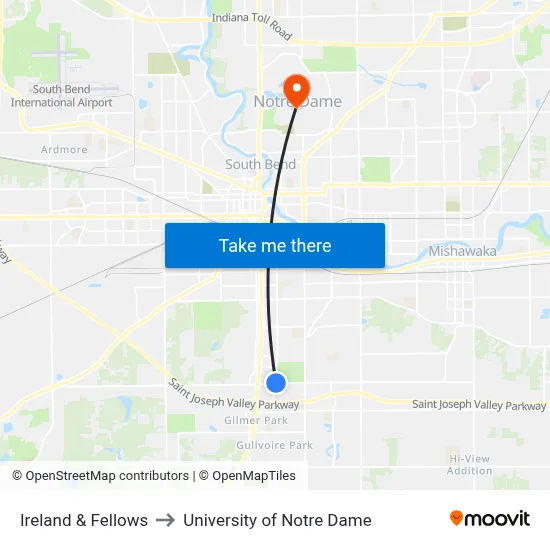 Ireland & Fellows to University of Notre Dame map