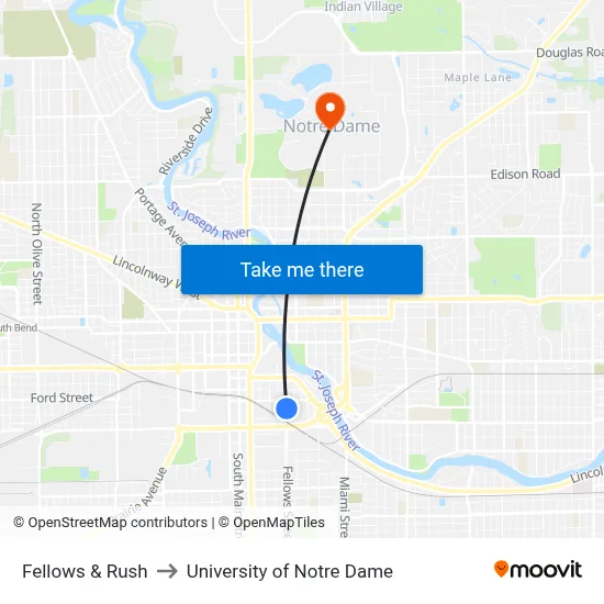 Fellows & Rush to University of Notre Dame map
