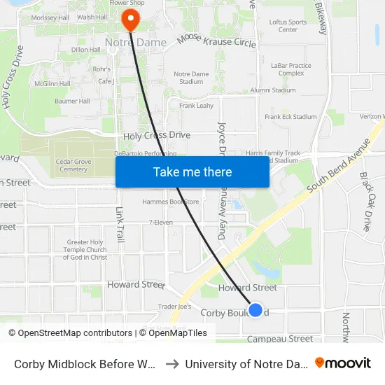 Corby Midblock Before Walsh to University of Notre Dame map