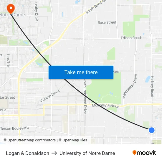 Logan & Donaldson to University of Notre Dame map