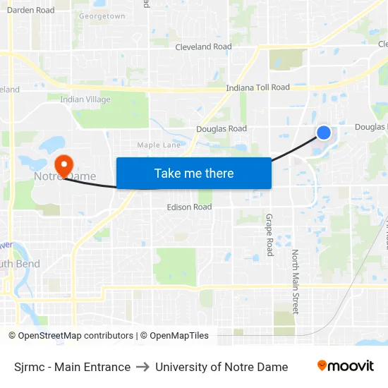 Sjrmc - Main Entrance to University of Notre Dame map