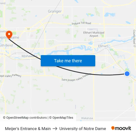 Meijer's Entrance & Main to University of Notre Dame map