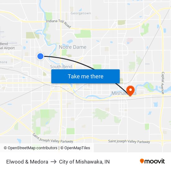 Elwood & Medora to City of Mishawaka, IN map