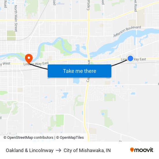 Oakland & Lincolnway to City of Mishawaka, IN map