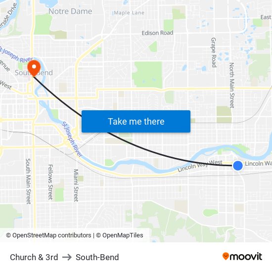 Church & 3rd to South-Bend map