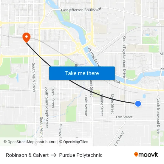 Robinson & Calvert to Purdue Polytechnic map