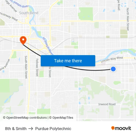 8th & Smith to Purdue Polytechnic map