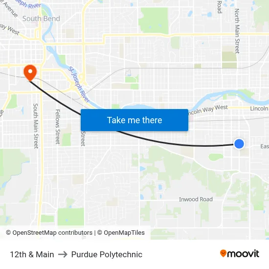 12th & Main to Purdue Polytechnic map