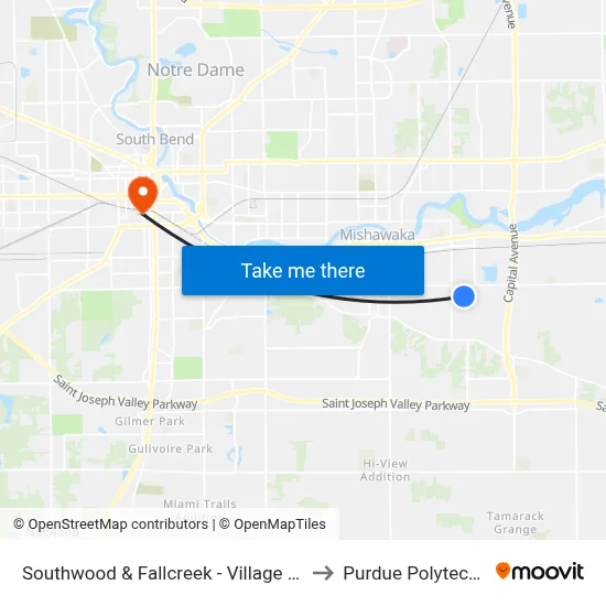 Southwood & Fallcreek - Village Green to Purdue Polytechnic map