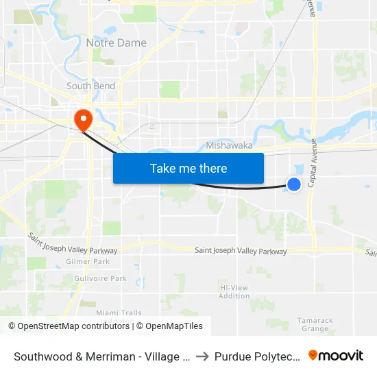 Southwood & Merriman - Village Green to Purdue Polytechnic map