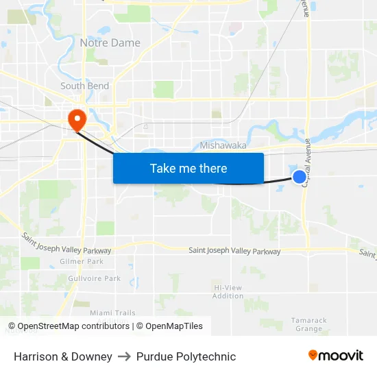 Harrison & Downey to Purdue Polytechnic map
