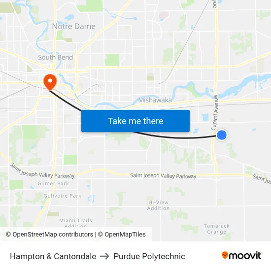 Hampton & Cantondale to Purdue Polytechnic map