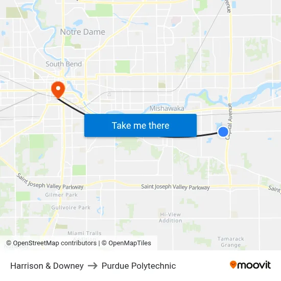 Harrison & Downey to Purdue Polytechnic map