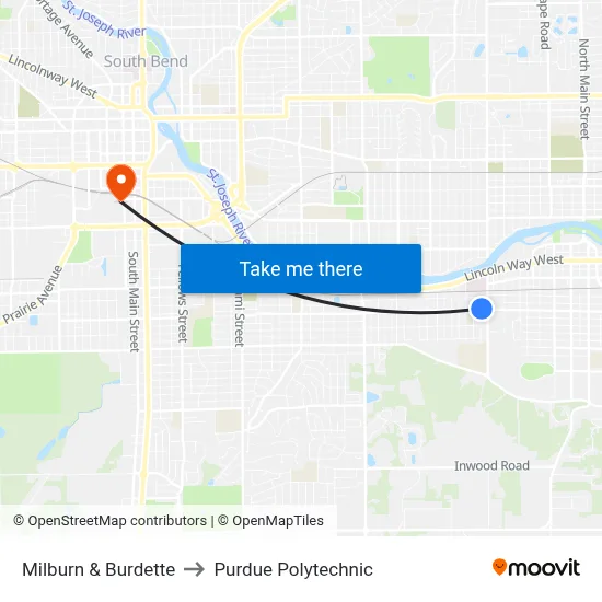 Milburn & Burdette to Purdue Polytechnic map