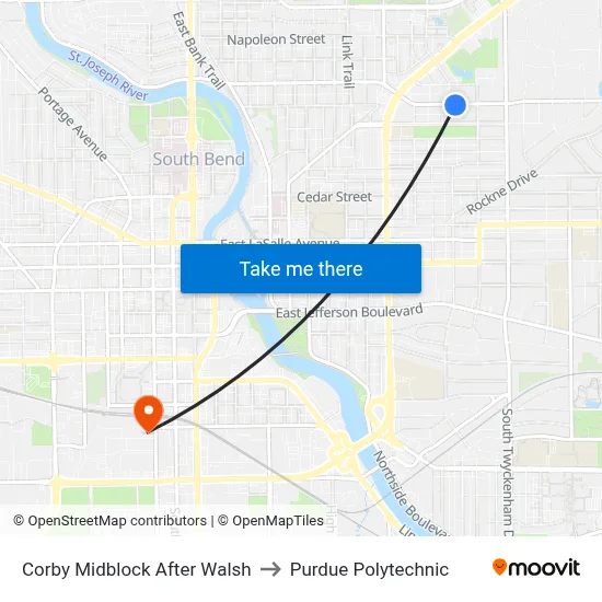 Corby Midblock After Walsh to Purdue Polytechnic map