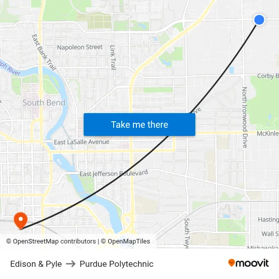 Edison & Pyle to Purdue Polytechnic map