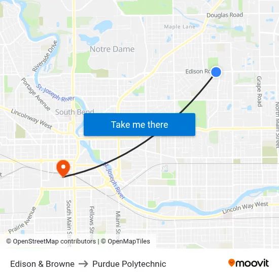 Edison & Browne to Purdue Polytechnic map