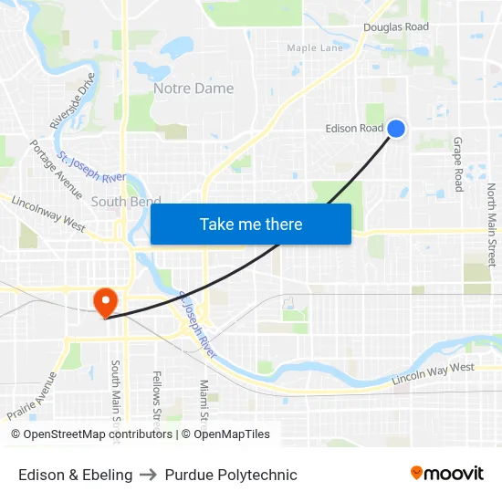 Edison & Ebeling to Purdue Polytechnic map